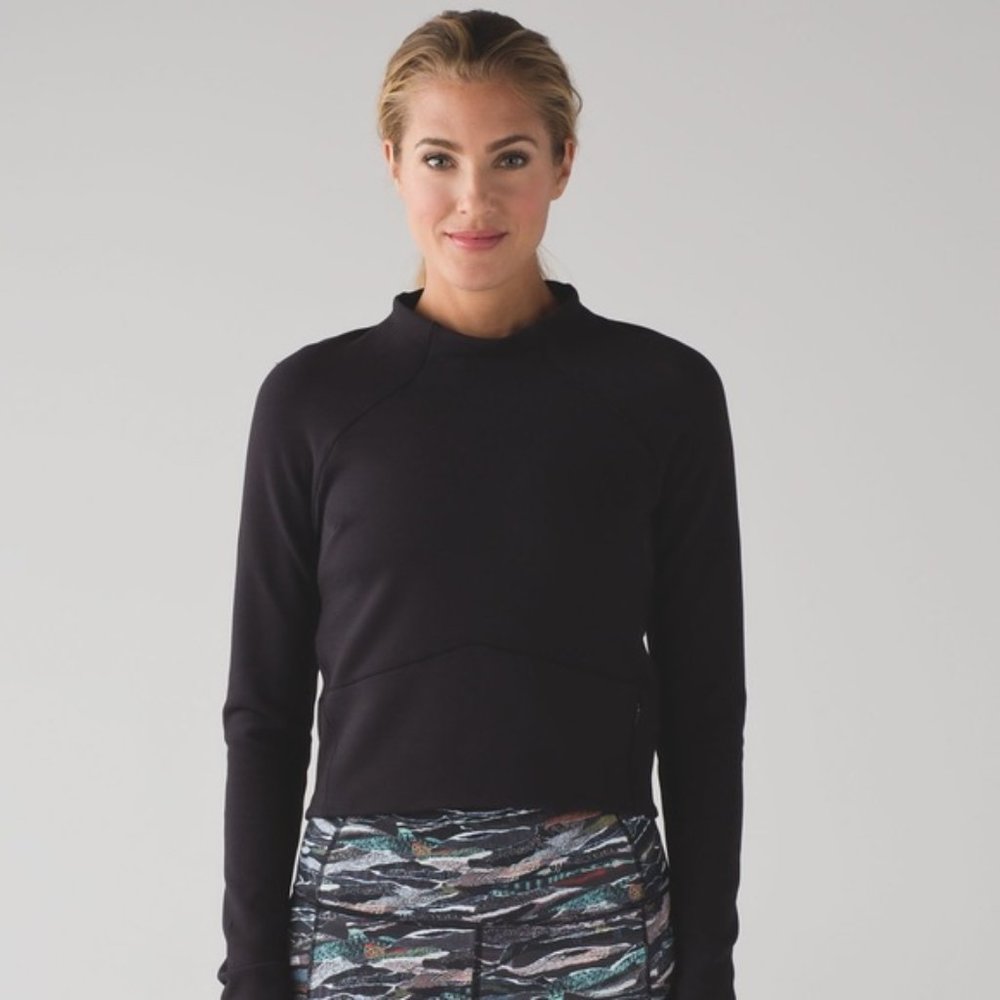 Lululemon Hill and Valley Mock Top Long Sleeve 6 Black